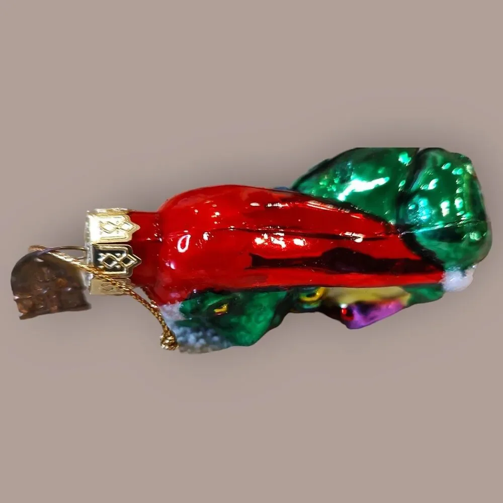 Santa Tree Frog Gift Christmas Ornament Hand Blown Glass Thomas Pacconi Classics